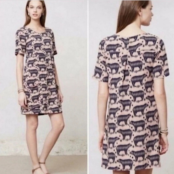 Maeve by Anthropologie Polar Bear Mini Shift Dress with Pockets Size 2 EUC - Picture 1 of 13
